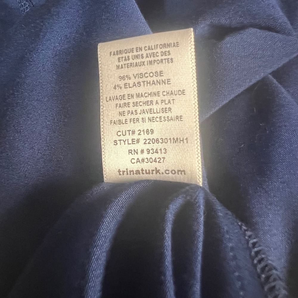 Trina Turk Navy Blue Jet Dress Ruched Drape Sleeveless Cocktail 2206301MH1 NWT M - Picture 13 of 13